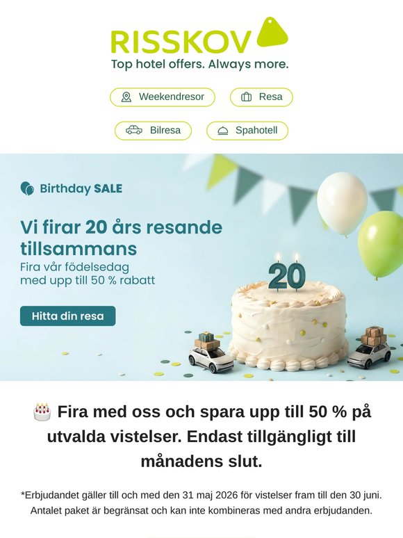 ⌛ Sista chansen: Födelsedagserbjudanden med upp till 50 % rabatt