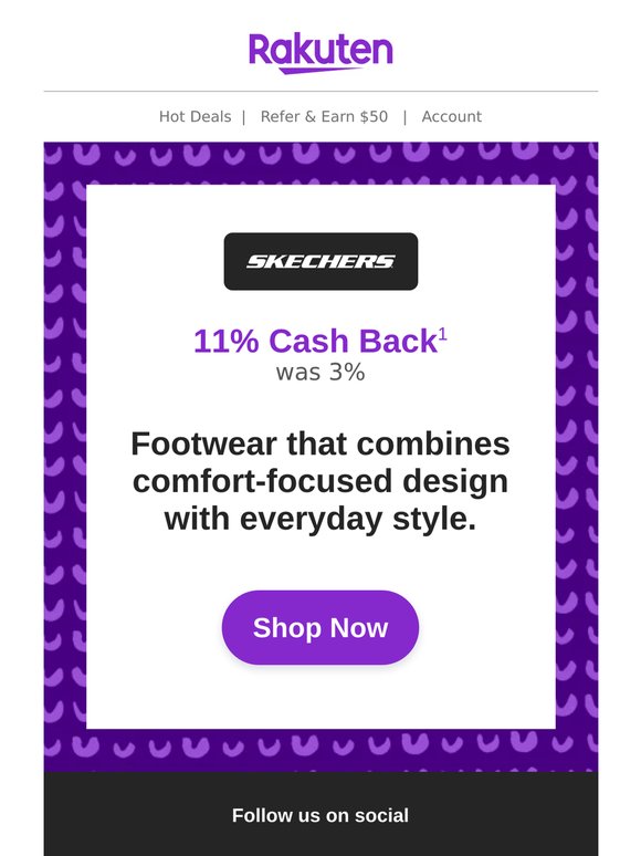 Skechers: Get 11% Cash Back on comfort-focused, everyday footwear