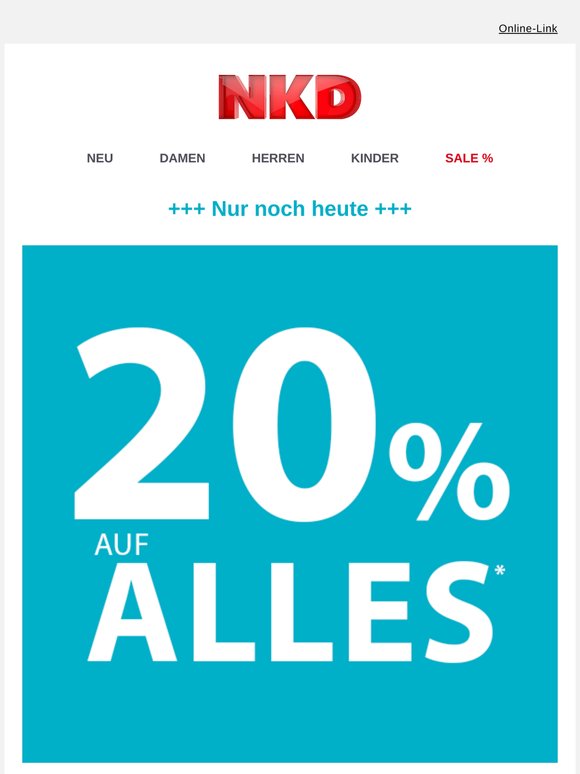 Letzte Chance: jetzt 20% auf Alles sparen!