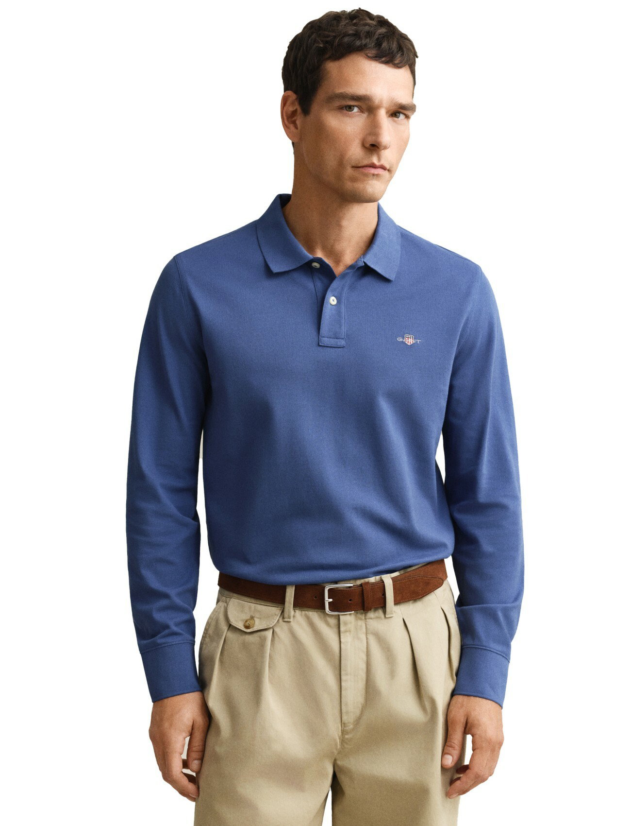 polo blauw Gant met lange mouw
