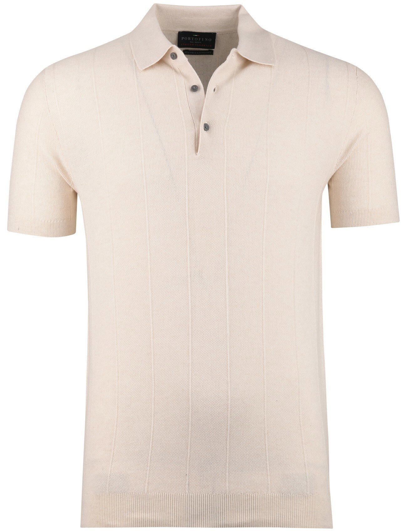 Extra lange polo roze Portofino textuur strepen 3 knopen