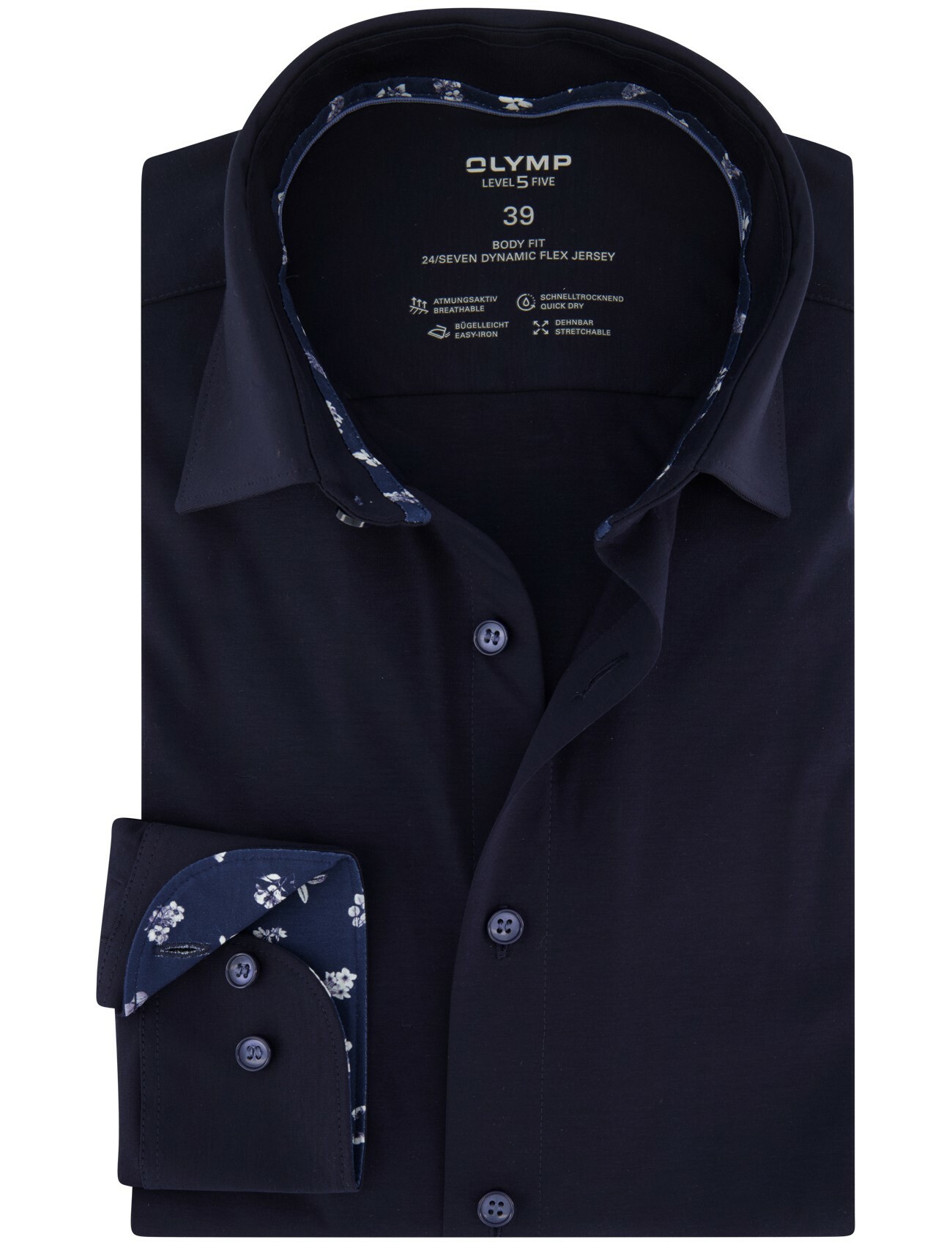 Navy overhemd OLYMP Level Five slanke fit stretch