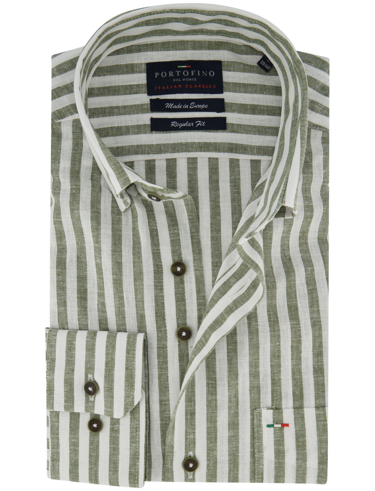 Overhemd Portofino Regular Fit groen borstzak