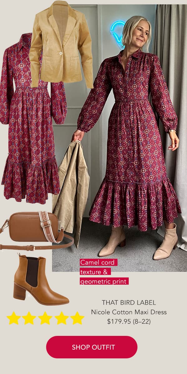 nicole maxi with nougat cord blazer