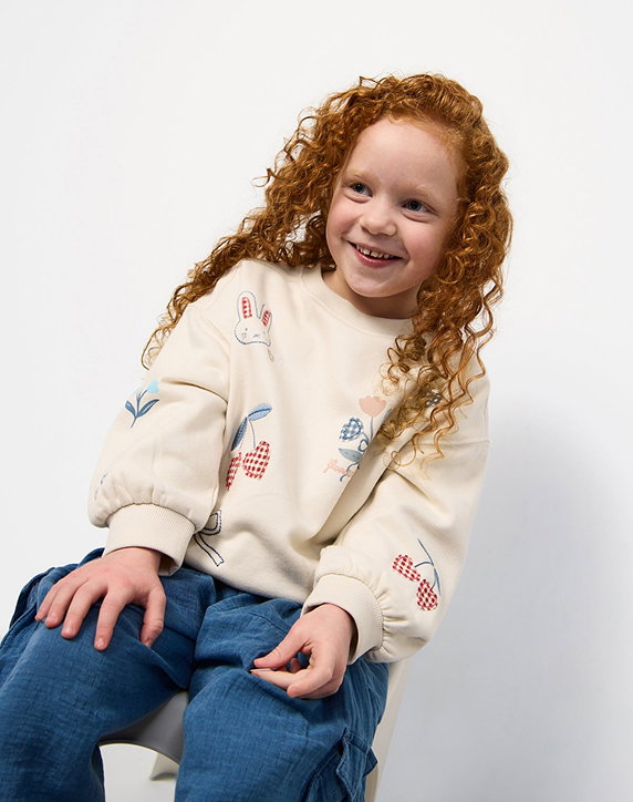 Bunny Print Crew Neck Sweatshirt
