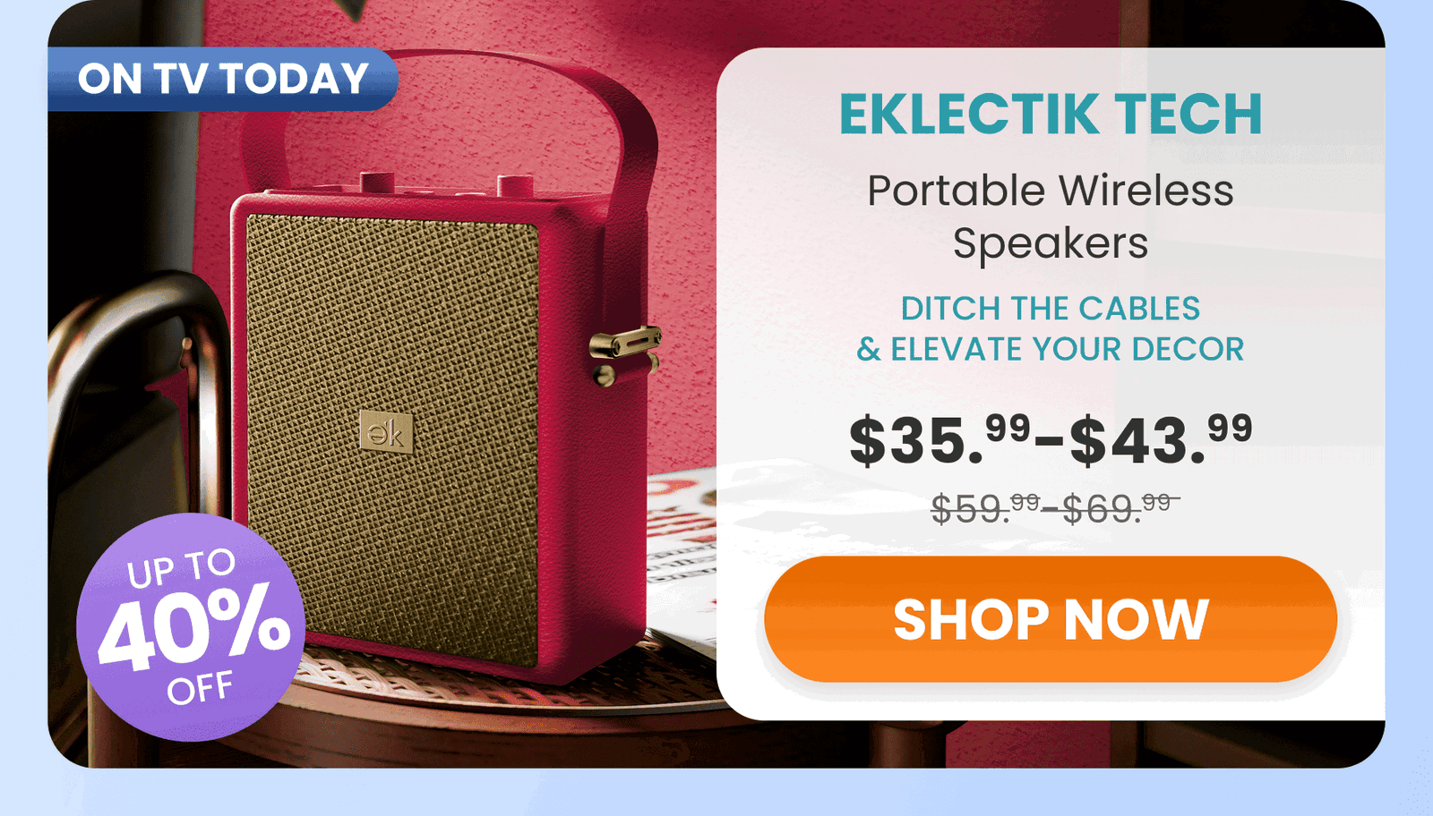 eklectik tech Portable Wireless Speakers/Ditch the cables & elevate your decor 