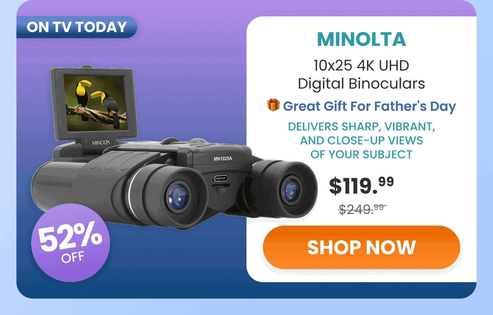 Minolta 10x25 4K UHD Digital Binoculars 10x25 4K UHD Digital Binoculars /Deliver sharp, vibrant, and close-up views of your subject