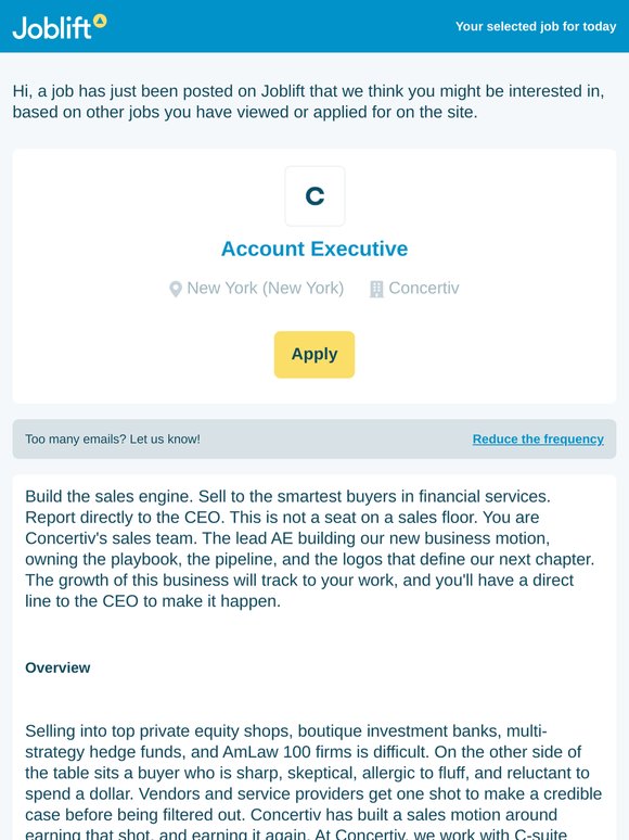 Concertiv has an open position in New York