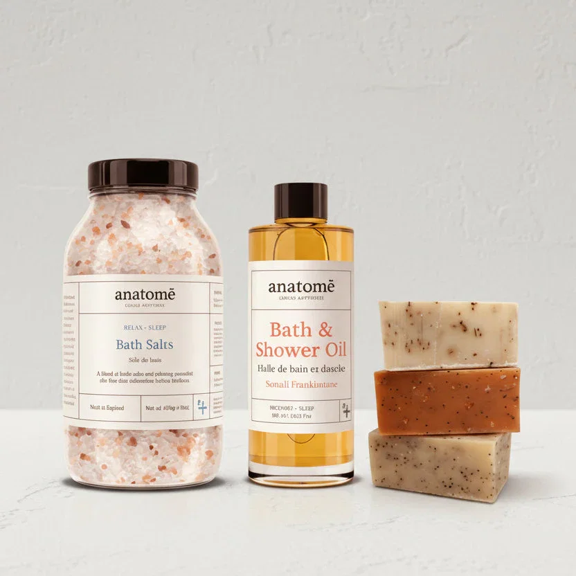 Image of Relax and Unwind: Bathing Salt, Frankincense Bath Oil and Handmade Soap Trio