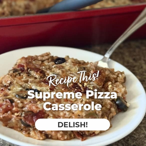 supreme pizza casserole, erica tangeman