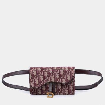 Red Oblique Canvas Saddle Belt