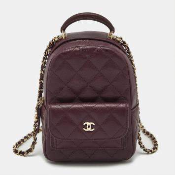 Burgundy Quilted Caviar Leathe