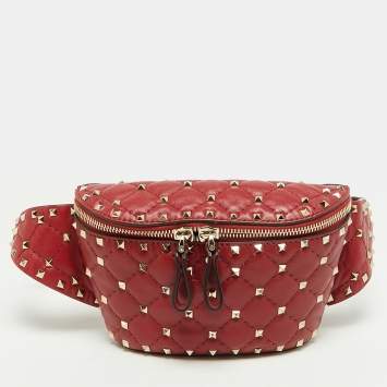 Rockstud Red Quilted Leather B