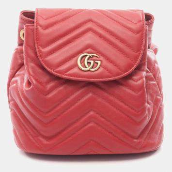 GG Marmont Red Leather Backpac