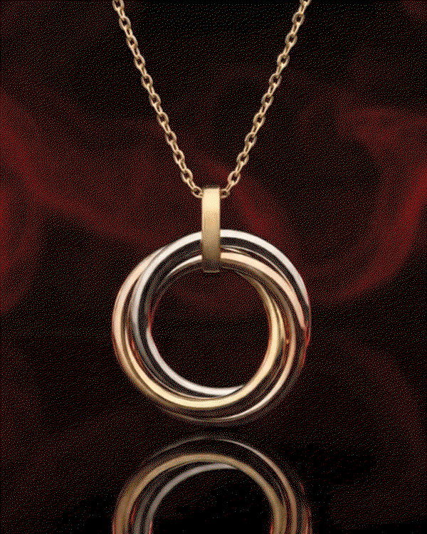 18K Allegro Triple Knot Pendant + 9K Love Knot Dual Tone Hoops