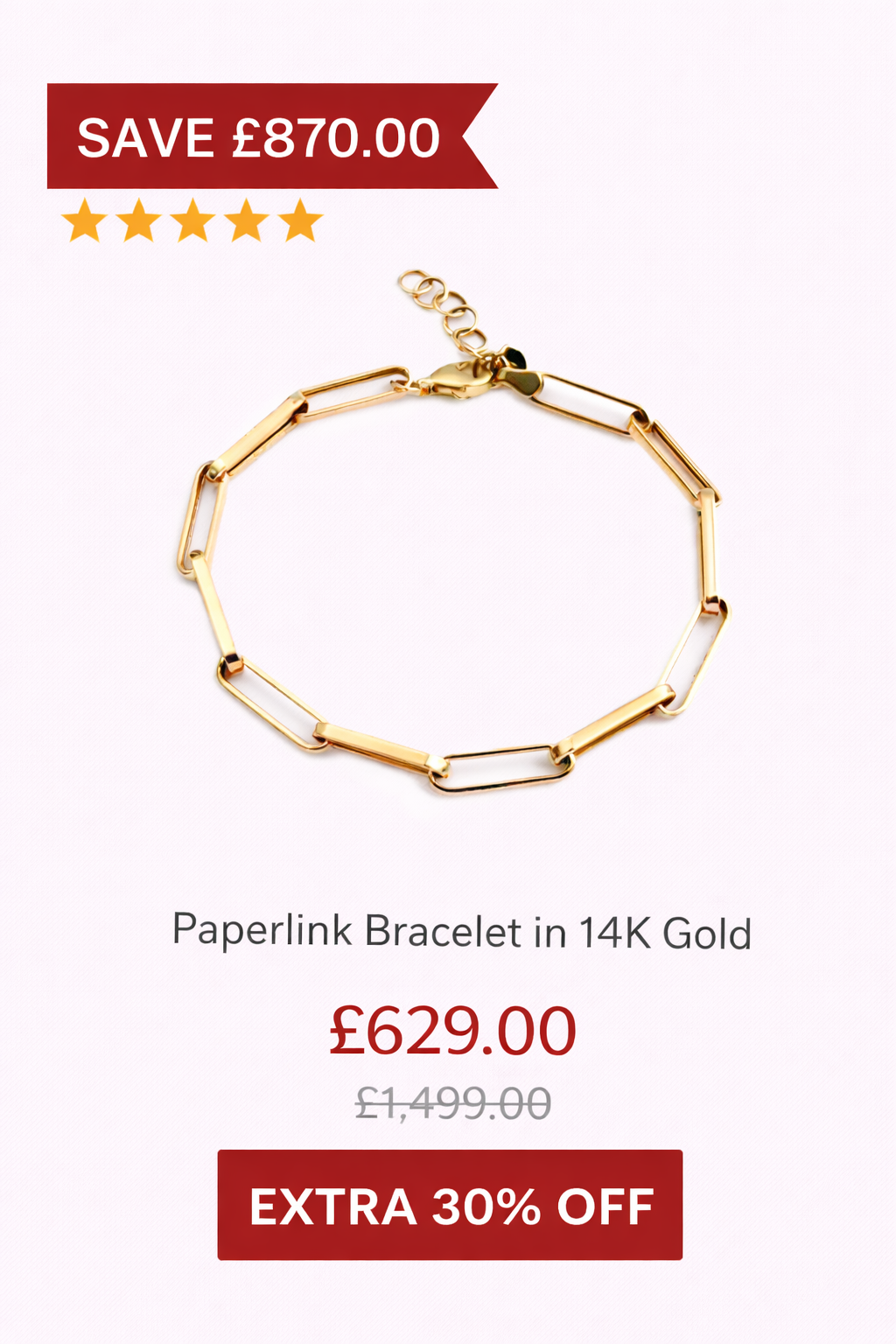 Gold Essential Paperlink Bracelet in 14K Gold