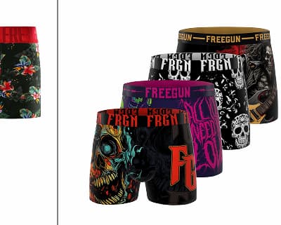 Lot de 4 Boxers Microfibre homme Confort, Respirant, Stretch Imprimé Skull Garantie 2 ans | FREEGUN