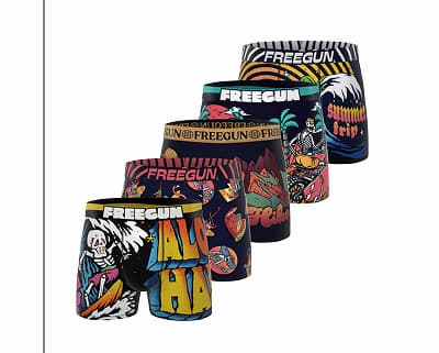 Lot de 5 Boxers Microfibre homme Imprimé Retro Summer Garantie 2 ans | FREEGUN
