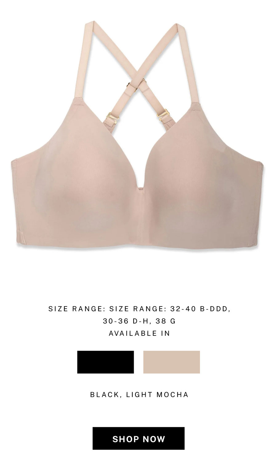 Cloud Comfort Wireless. Size range: 30-38 B-G