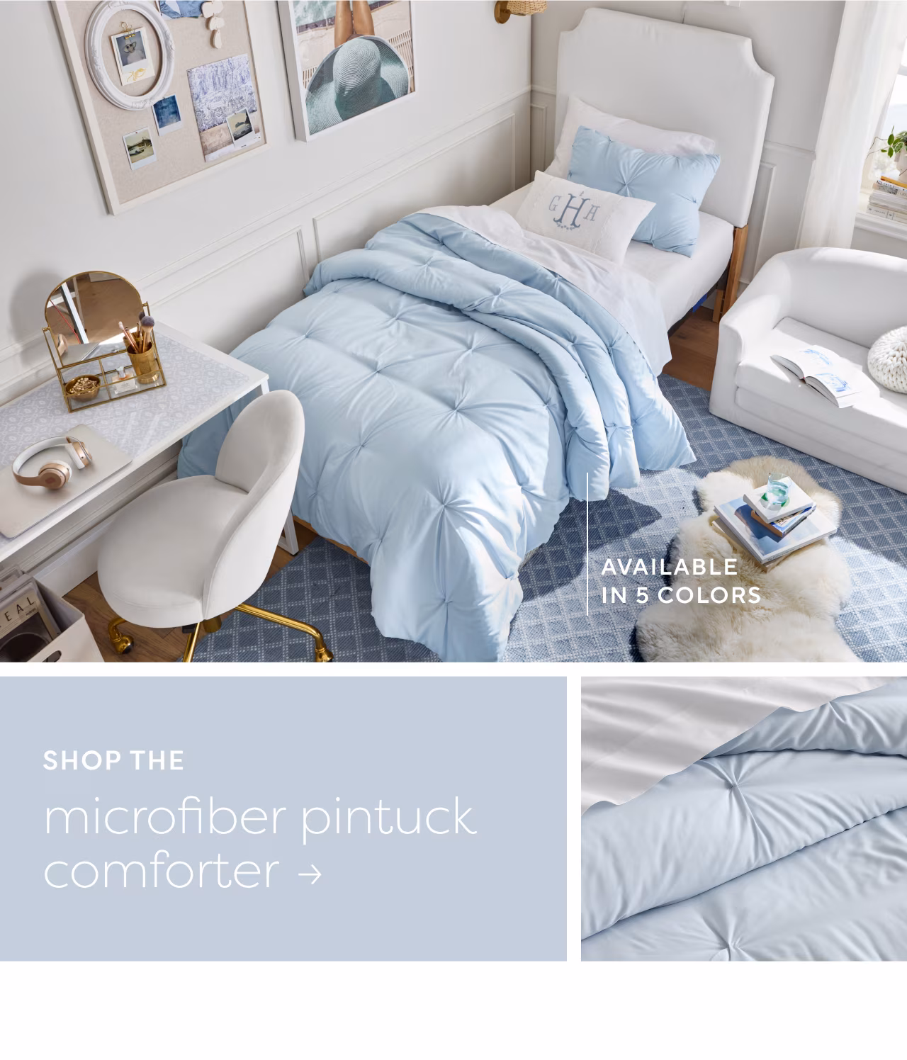 Microfiber pintuck comforter