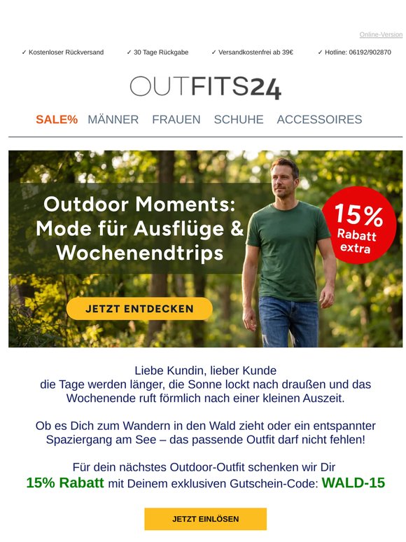 Liebe(r) Kundin/Kunde,Looks für Ausflüge & Trips (+Rabatt-Code)