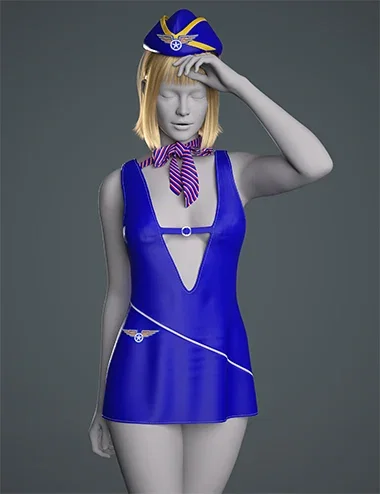 dForce GN Plunging Airline Mini Dress Outfit for Genesis 9