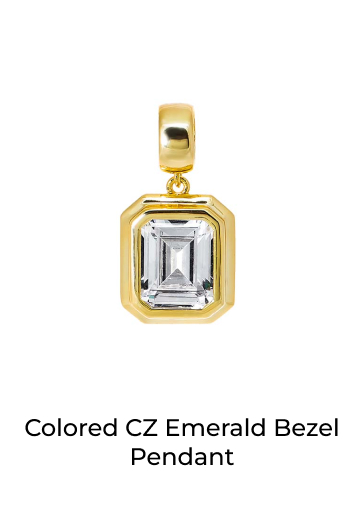 Colored CZ Emerald Bezel Pendant
