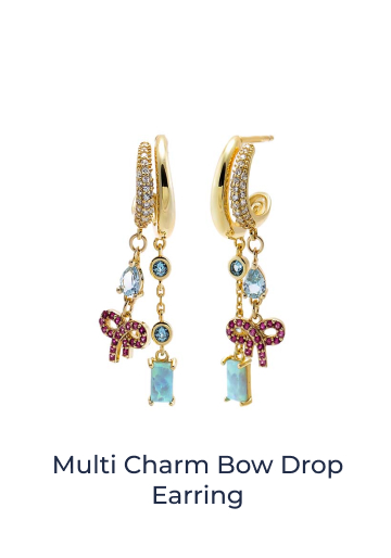 Multi Charm Bow Drop Earring