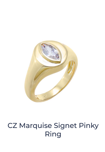 CZ Marquise Signet Pinky Ring