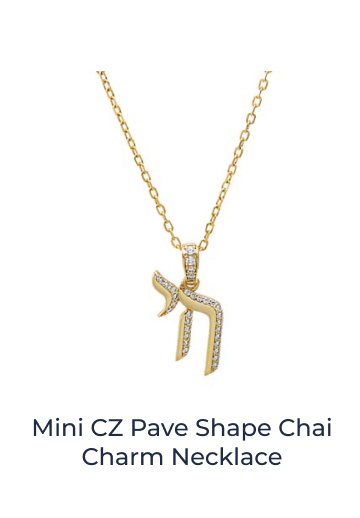 Mini CZ Pave Shape Chai Charm Necklace