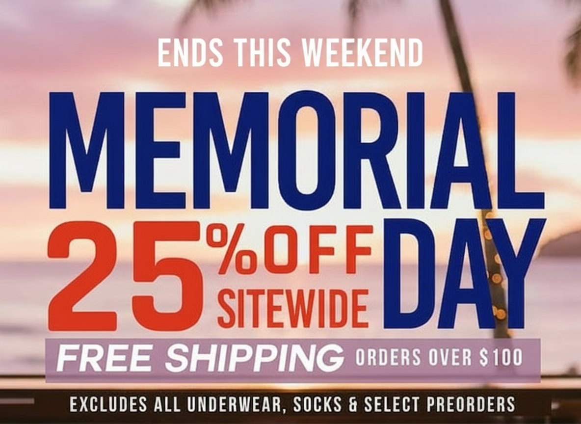 Memorial Day sale: 25% off sitewide with free shipping over $100.