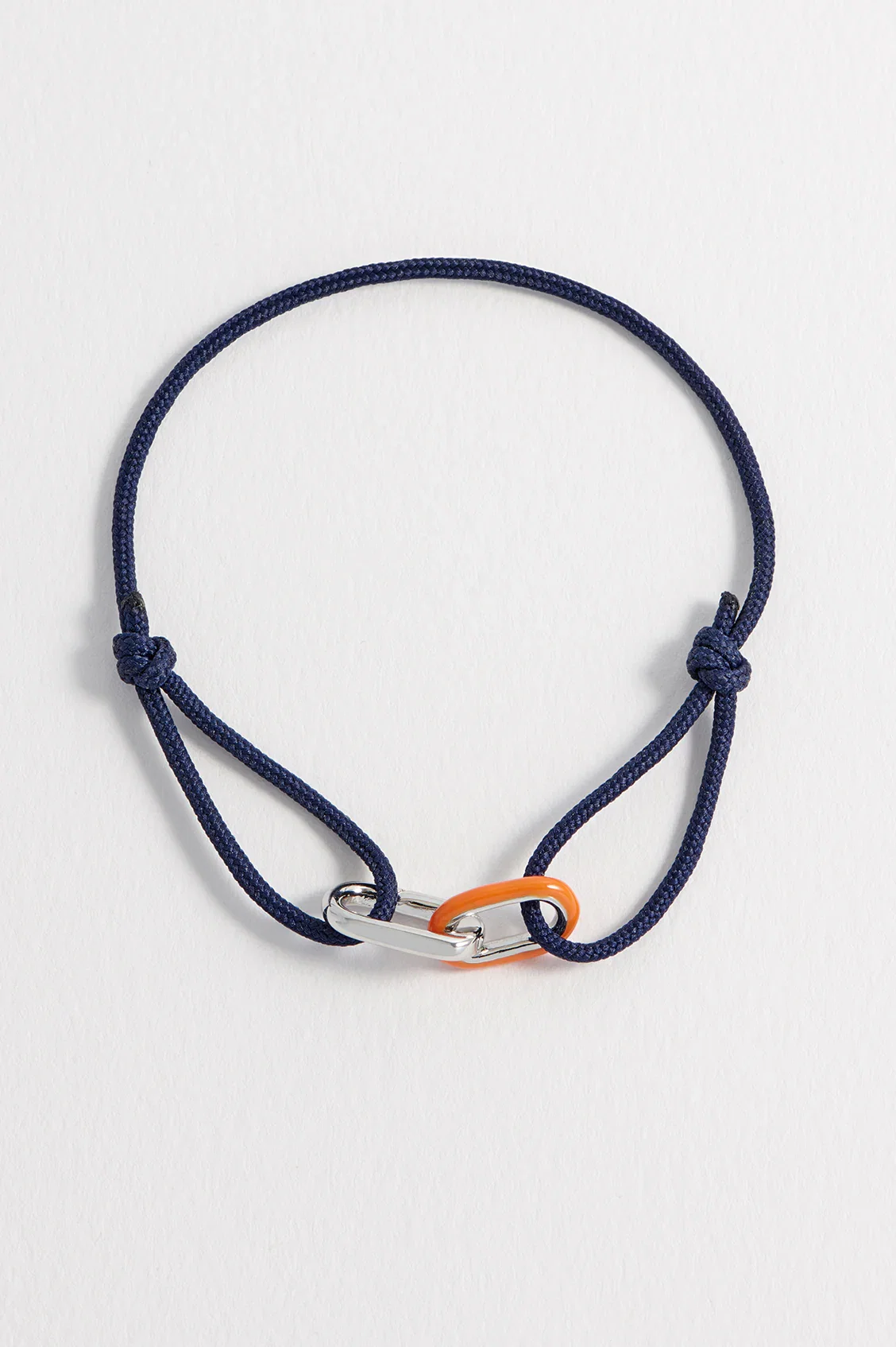 Image of Men's Navy and Orange Double Link Carabiner Cord Bracelet