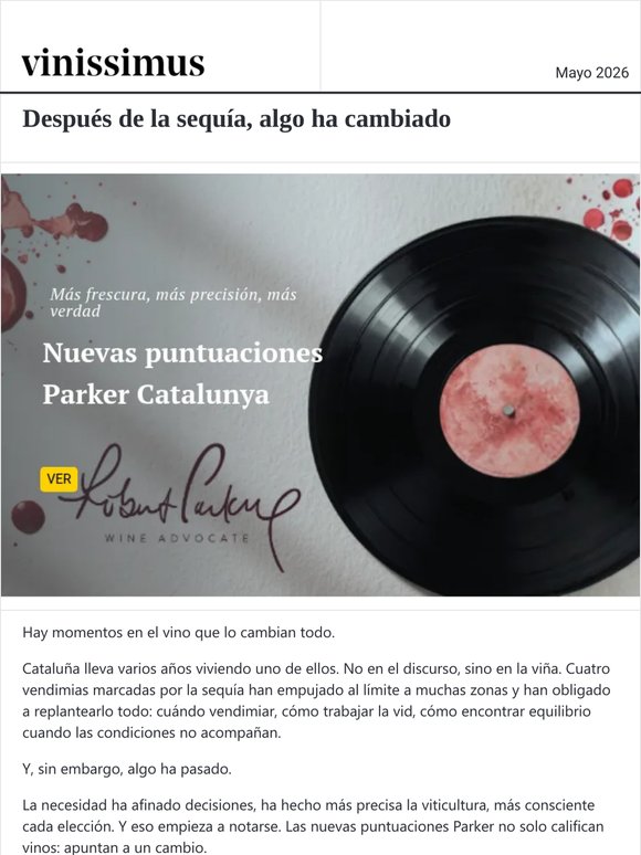 Descubra las nuevas puntuaciones Parker de los vinos de Cataluña