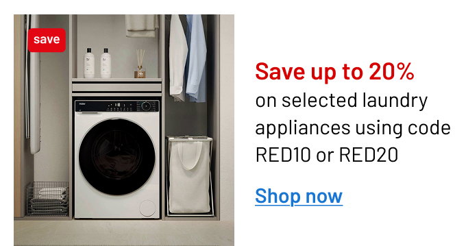 Save up to 20% on selected laundry appliances