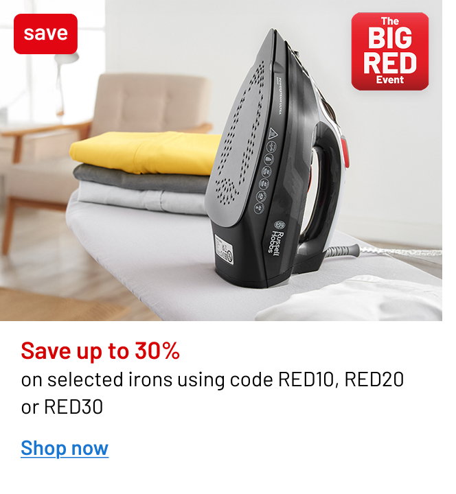 Save up to 30% on selected irons using code RED10, RED20 or RED30