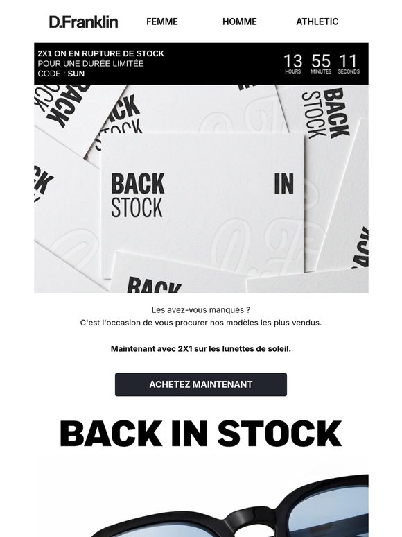 De retour en stock avec 2X1