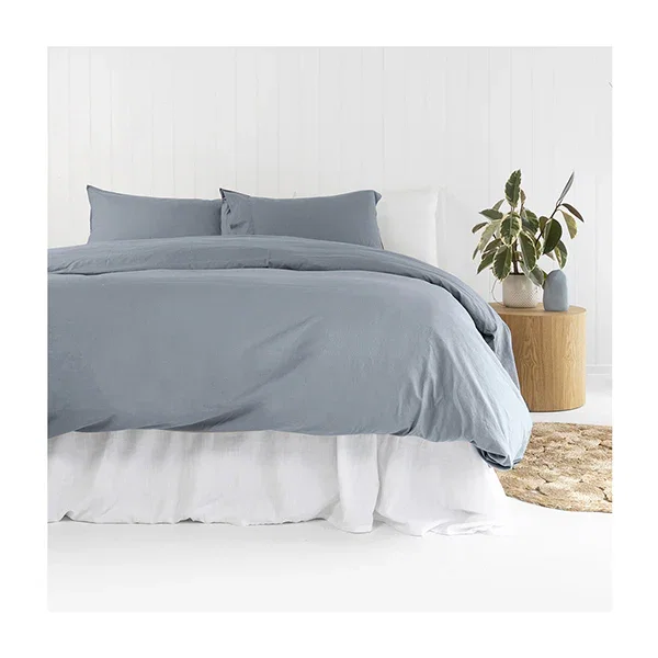 Bambury Temple Organic Cotton Quilt Cover Set Steel Blue