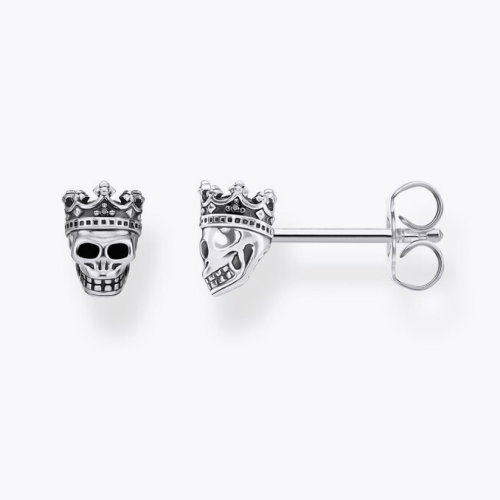 Thomas Sabo Rebel at Heart Sterling Silver & Black Zirconia Crown Skull Stud Earrings
