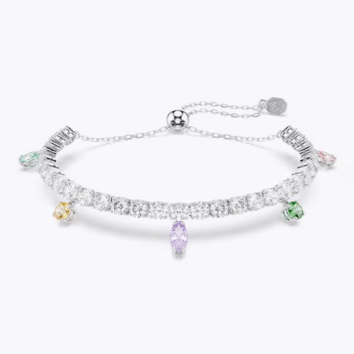 Swarovski x Ariana Grande Silver Tone & Mixed Colour Crystal Adjustable Tennis Bracelet