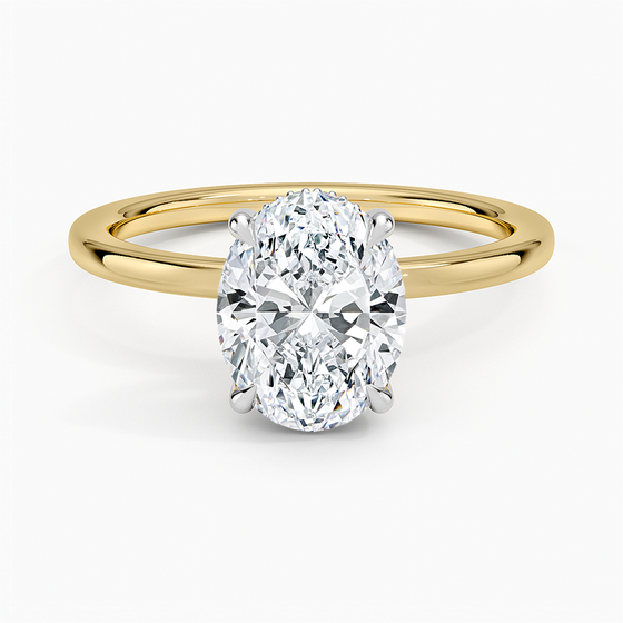 18K Yellow Gold Platinum Adorned Mixed Metal Diamond Ring