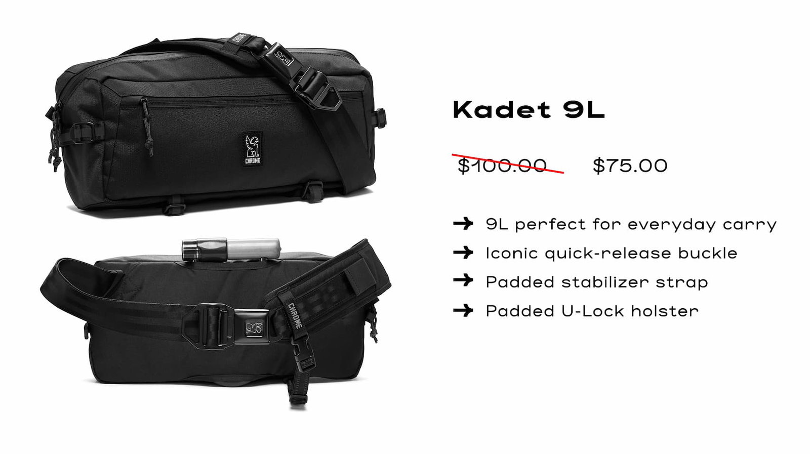 The Kadet 9L Sling in Black on sale