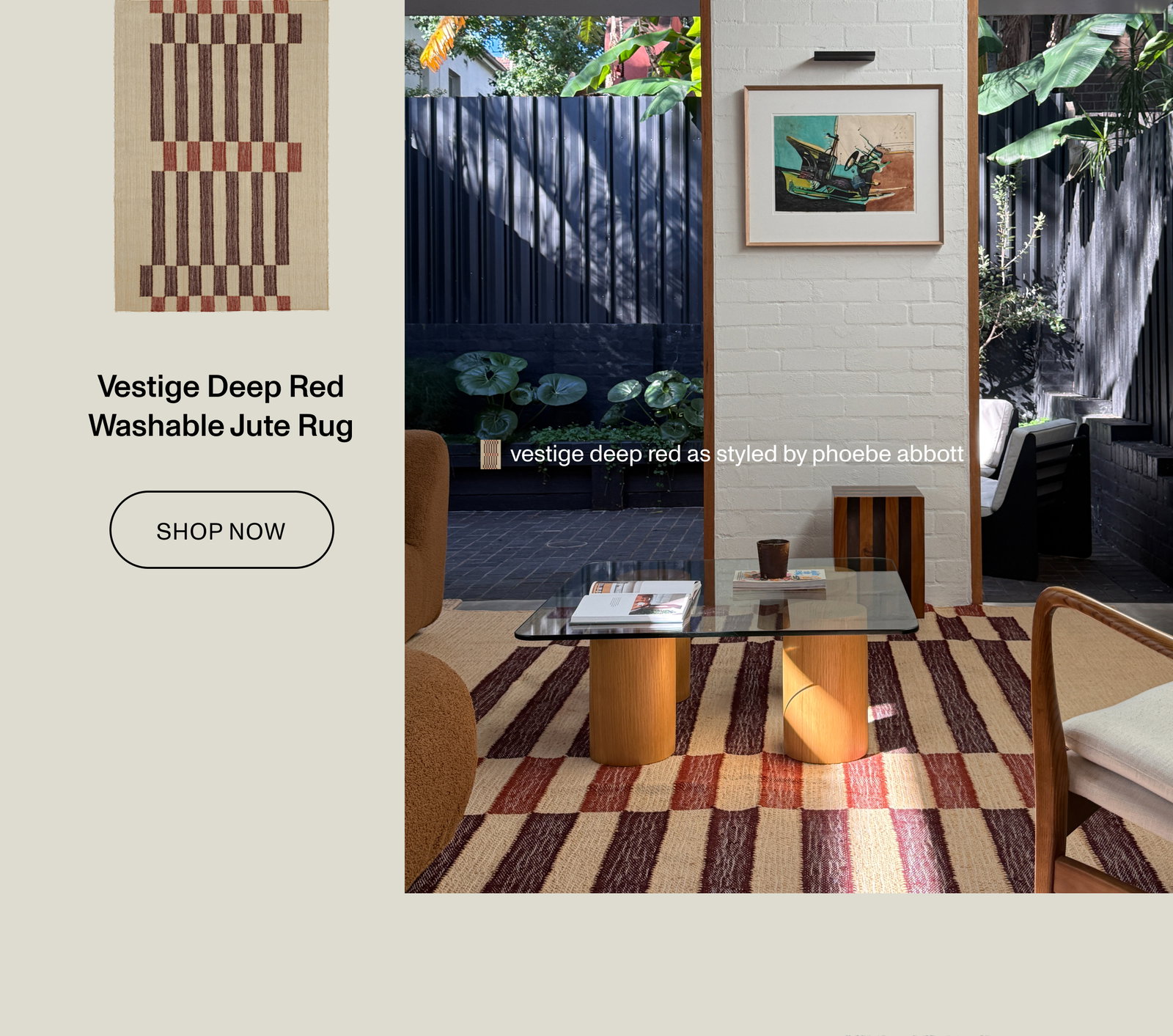 Vestige Deep Red Washable Jute Rug