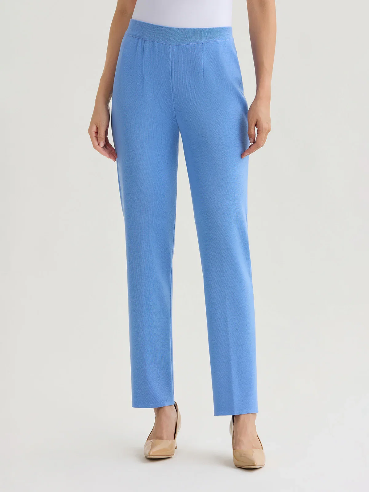 Nancy Slim Leg Mylana Knit Pant, Tranquil Blue