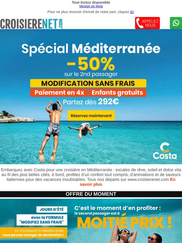 [Méditerranée] -50% + modification sans frais