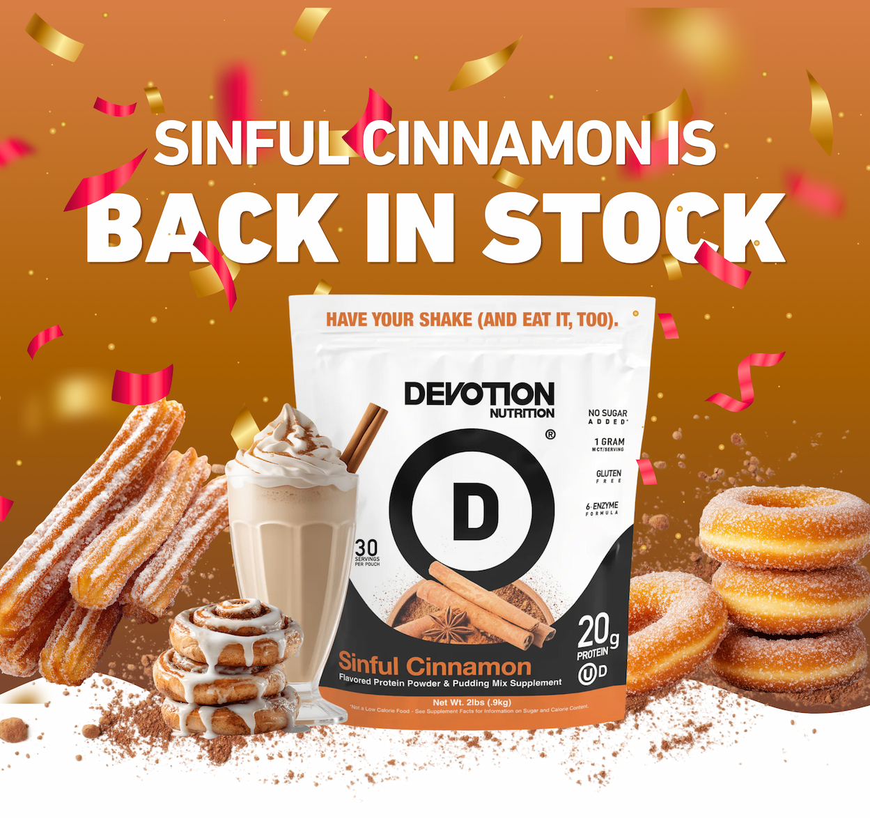 Sinful Cinnamon Flavor Protein Powder