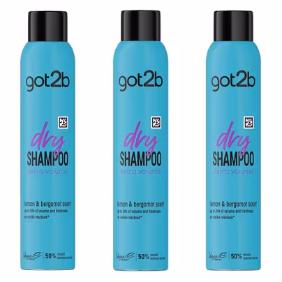 3 x got2b Dry Shampoo Instant Fresh Up Extra Volume 200ml (£3.26 /...