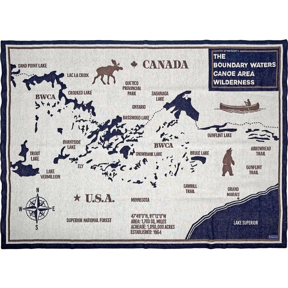 Image of BWCA Map Wool Throw Blanket
