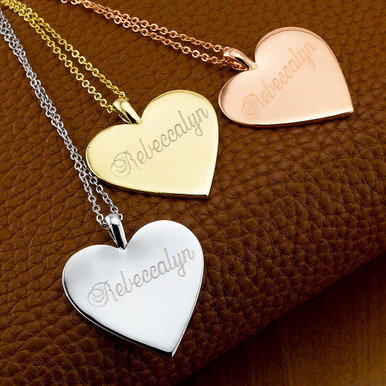 Personalized 18K-Gold-Plated Heart Necklaces