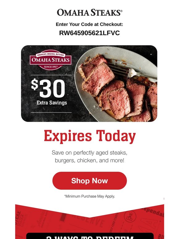 LAST CHANCE to use your $30 Reward Card. Terms apply.