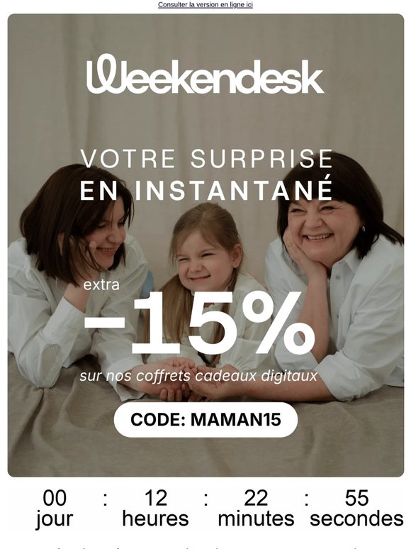 Demain, c’est la Fête des Mères : 15 % de réduction supplémentaire sur les coffrets cadeaux digitaux